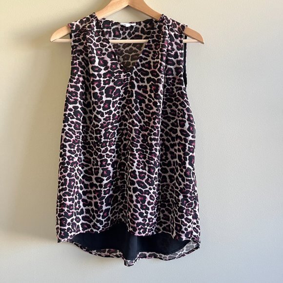Pleione Shirt Womens Size XS Cheetah Leopard‎ Tunic Sleeveless Ruffle Blouse Top - Picture 6 of 6